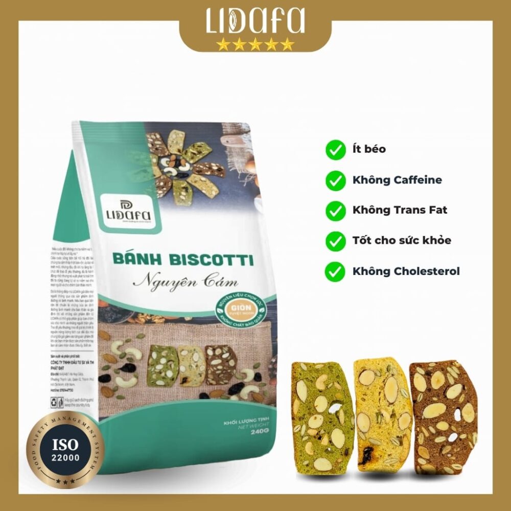 BÁNH BISCOTTI NGUYÊN CÁM LIDAFA 240GR